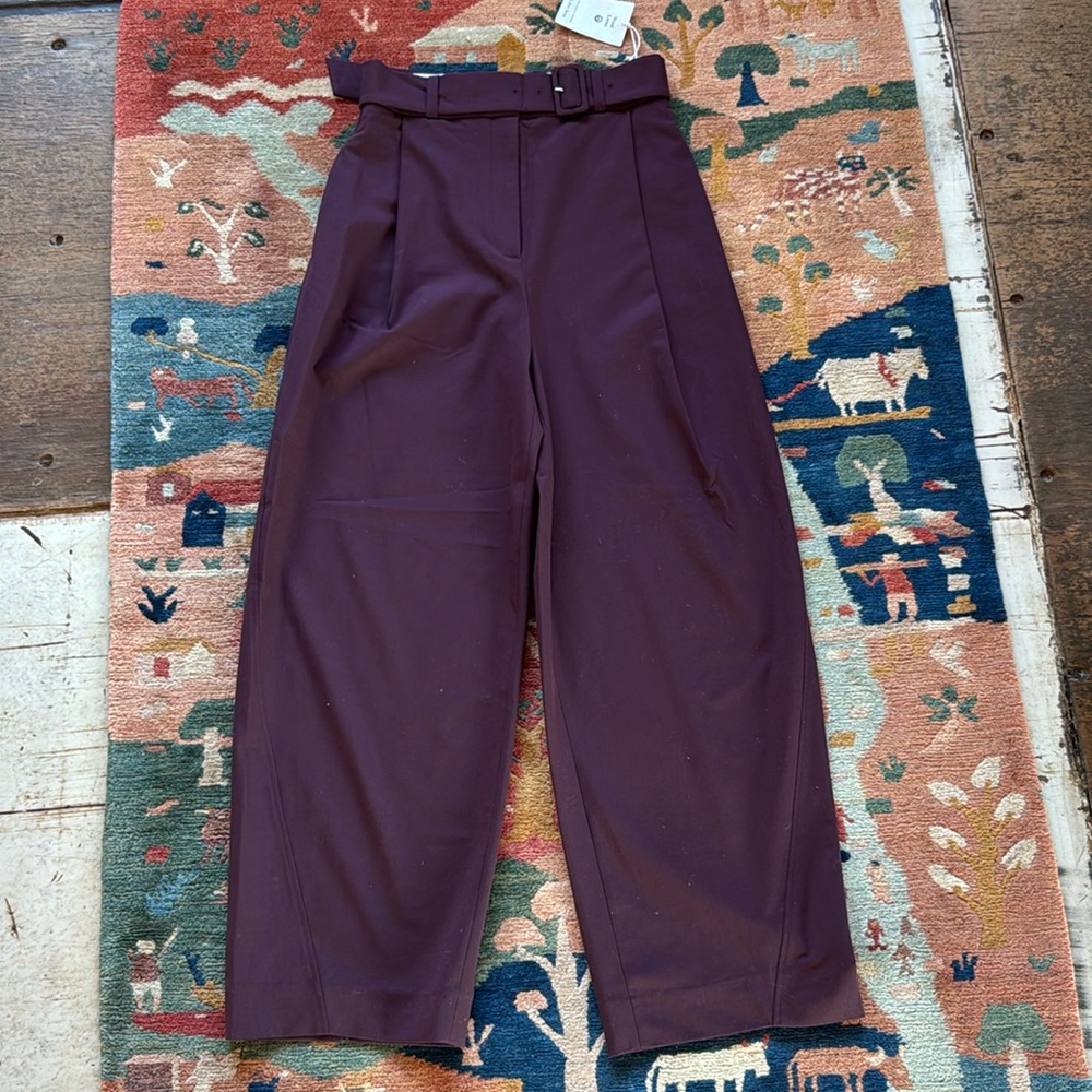 NWT  wool barrel legged trousers